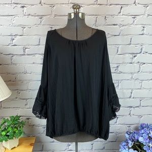 Eyeshadow Black Boho Scoop Neck Blouse Size 2X
